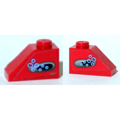 red slope 45 2 x 1 with vent and bubbles pattern on both sides stickers - set 8057