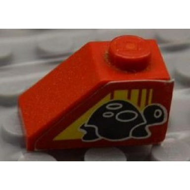 red slope 45 2 x 1 with black turtle on left side pattern sticker - set 8858-1