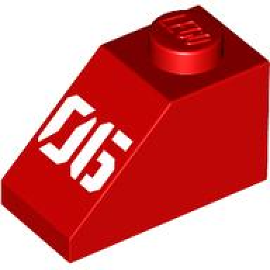 red slope 45 2 x 1 with white 06 pattern