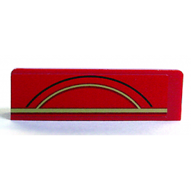 red panel 1 x 4 x 1 with gold and black arcs over gold line pattern sticker - sets 4708 4758 10132