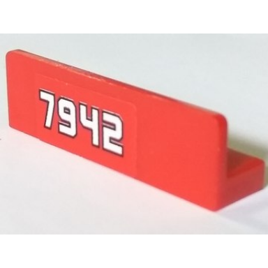 red panel 1 x 4 x 1 with white 7942 pattern sticker - set 7942