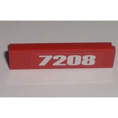 red panel 1 x 4 x 1 with white 7208 pattern sticker - set 7208