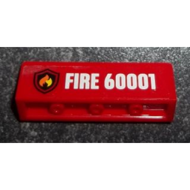 red panel 1 x 4 x 1 with flame on black shield fire logo badge white fire 60001 pattern sticker - set 60001