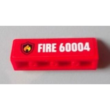 red panel 1 x 4 x 1 with flame on black shield fire logo badge white fire 60004 pattern model left side sticker - set 60004