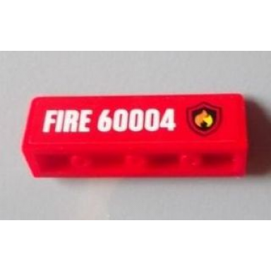 red panel 1 x 4 x 1 with flame on black shield fire logo badge white fire 60004 pattern model right side sticker - set 60004