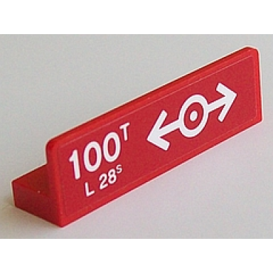 red panel 1 x 4 x 1 with white 100t l 28s and train logo pattern sticker - set 60098