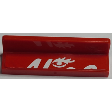 red panel 1 x 4 x 1 with white alice top of logo and eye with eyelashes pattern sticker - set 8157