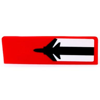 red panel 1 x 4 x 1 with black airplane on white stripe pattern model left side sticker - set 60103