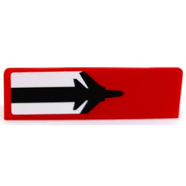 red panel 1 x 4 x 1 with black airplane on white stripe pattern model right side sticker - set 60103