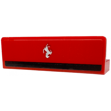 red panel 1 x 4 x 1 with silver ferrari logo and black stripe pattern sticker - set 76914