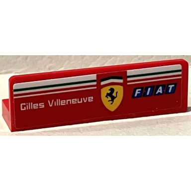 red panel 1 x 4 x 1 with gilles villeneuve ferrari and fiat logo pattern model left side sticker - set 75889