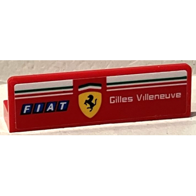 red panel 1 x 4 x 1 with gilles villeneuve ferrari and fiat logo pattern model right side sticker - set 75889