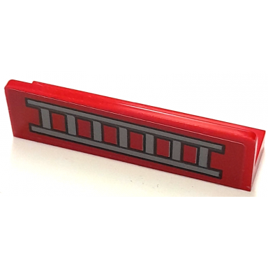 red panel 1 x 4 x 1 with silver ladder pattern sticker - set 40393