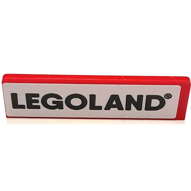 red panel 1 x 4 x 1 with black legoland on white background pattern sticker - set 40393