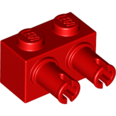 red brick modified 1 x 2 with pins
