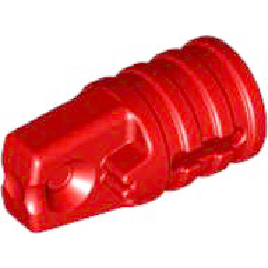 red hinge cylinder 1 x 2 locking with 1 finger and axle hole on ends with slots