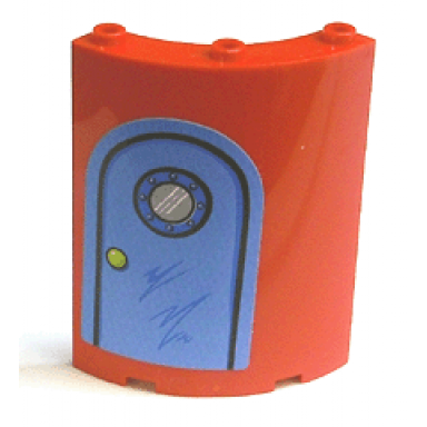 red cylinder quarter 4 x 4 x 6 with blue door pattern sticker - set 4982