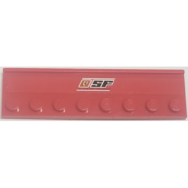 red plate modified 2 x 8 with door rail with ferrari logo sf and scuderia ferrari on white lines pattern sticker - set 8185