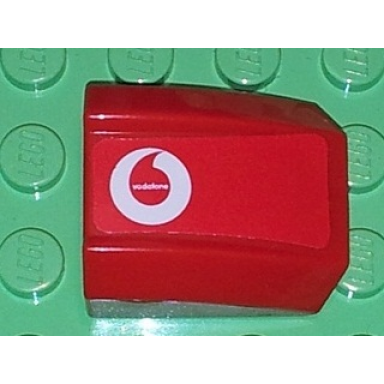 red slope curved 2 x 2 lip with vodafone pattern left sticker - sets 8654 8375
