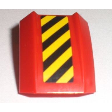 red slope curved 2 x 2 lip with black and yellow danger stripes pattern right sticker - set 7733