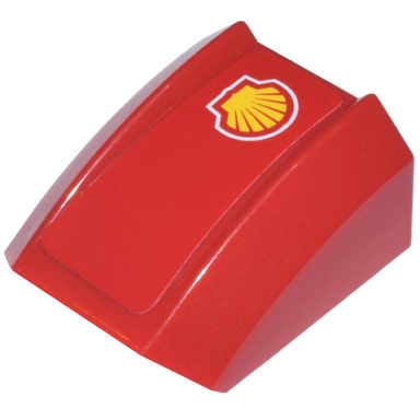 red slope curved 2 x 2 lip with shell logo pattern model right side sticker - sets 8375 8654 8672 8673
