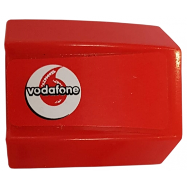 red slope curved 2 x 2 lip with vodafone logo pattern left sticker - sets 8672 8673