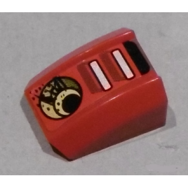 red slope curved 2 x 2 lip with exhaust outlet and dirt and black and white stripes pattern model right side sticker - set 8864