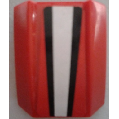 red slope curved 2 x 2 lip with red black and white stripes pattern sticker - set 8863