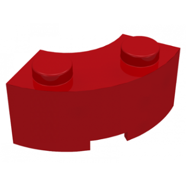 red brick round corner 2 x 2 macaroni with stud notch