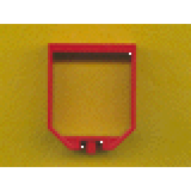 red container box open ended 2 x 4 x 4 with 1 locking hinge finger on each end