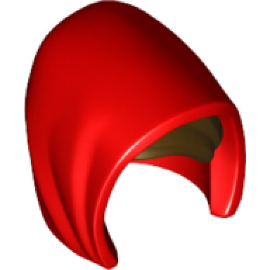 red minifigure headgear hood basic with dark brown bangs pattern