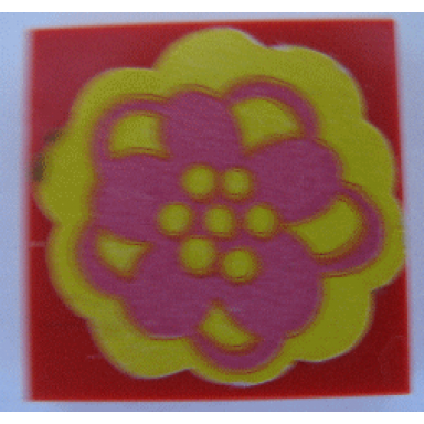 red tile 2 x 2 without groove with pink and yellow flower pattern sticker - set 293