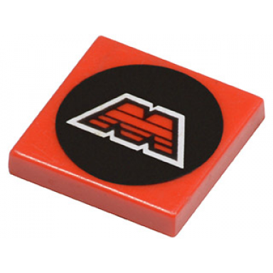 red tile 2 x 2 with m:tron logo pattern