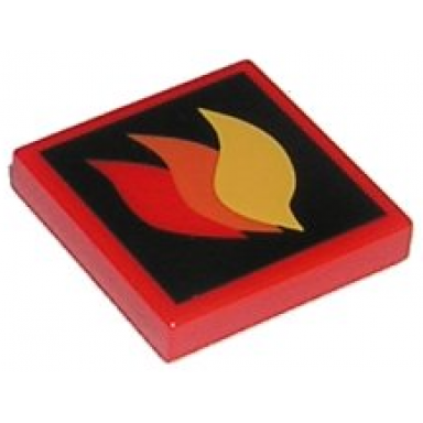 red tile 2 x 2 with classic fire logo large pattern