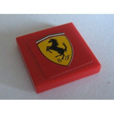 red tile 2 x 2 with ferrari logo pattern sticker - set 8386