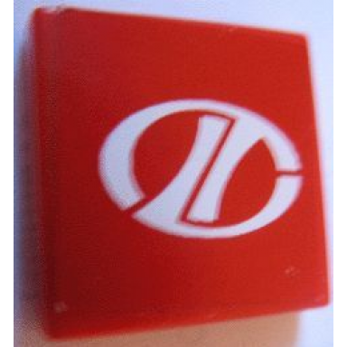 red tile 2 x 2 with white stylized lt racing logo pattern sticker - set 8440