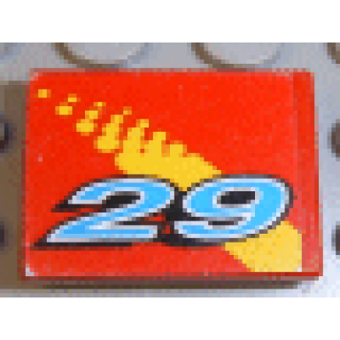 red tile 2 x 2 with number 29 and yellow fade pattern sticker - set 8829