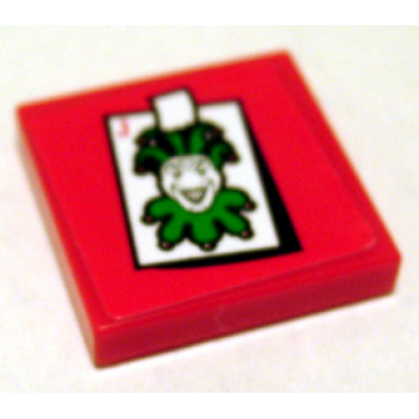 red tile 2 x 2 with joker playing card pattern sticker - set 7886