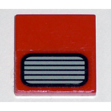red tile 2 x 2 with grille gray and black pattern sticker - set 5533