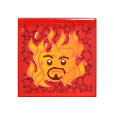 red tile 2 x 2 with sirius blacks face in flames pattern sticker - set 4842