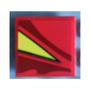 red tile 2 x 2 with yellow triangle pattern model right side sticker - set 8484