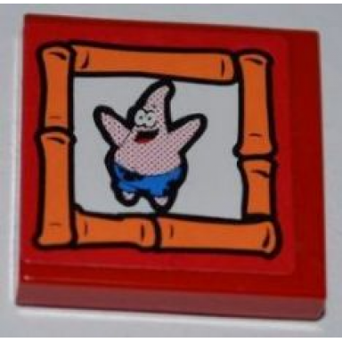 red tile 2 x 2 with patrick portrait pattern sticker - set 3834