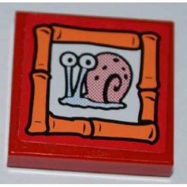 red tile 2 x 2 with snail gary portrait on red background pattern sticker - set 3834