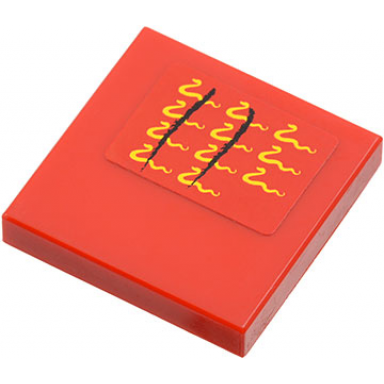 red tile 2 x 2 with 11 yellow snakes pattern sticker - set 9441