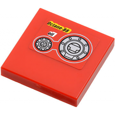red tile 2 x 2 with octane-88 oil and 2 filler caps pattern sticker - set 9441