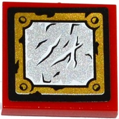 red tile 2 x 2 with mirror worn with gold frame pattern sticker - set 70737