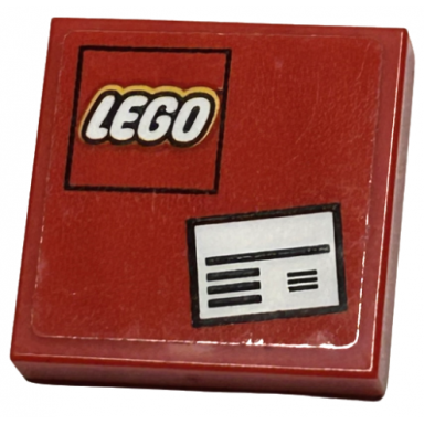 red tile 2 x 2 with lego logo and white packing label pattern sticker - set 60101