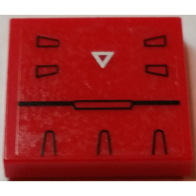 red tile 2 x 2 with black trapezoids and line and silver triangle pattern sticker - set 7713