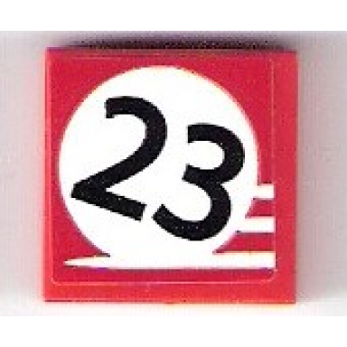 red tile 2 x 2 with black 23 on white background and 3 white stripes on red background pattern sticker - set 75876
