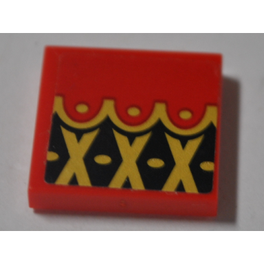 red tile 2 x 2 with black diamonds gold crosses and dots pattern sticker - set 70629